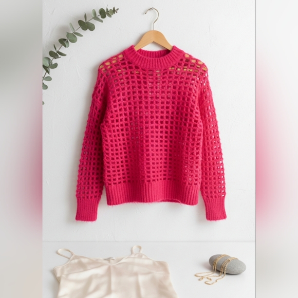 Urban Outfitters Sweaters - Urban Outfitters Pink Open-Knit Sweater 🩷